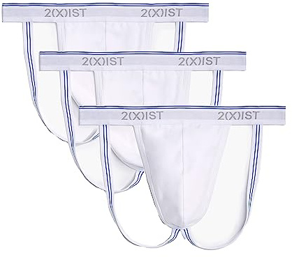 2(X) IST Herr bomull stretch suspensorem 3-pack suspensoar, Vit/vit/vit, L