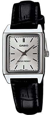 Casio Collection Orologio da polso da donna al quarzo Classico cinturino in Pelle Nero cassa in Ottone display analogico grigio - LTP-V007L-7E1