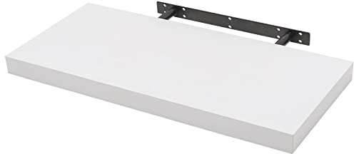 WOLTU Mensola da Muro Rettangolare Scaffale Libreria a Parete Decorazione per Cameretta Ufficio Porta CD/Dvd in Legno Bianco 80cm RG9318ws