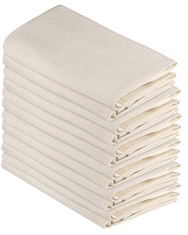 DG Collections 100% Cotton Flour Sack Towels – 12 Pack, 27x27 Inches, Natural, Lint-Free, Pre-Washed, Hemmed Edges – Reusable Kitchen Towels for Cleaning, Embroidery, Printing & Crafts - Natural