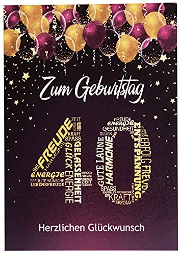 Libetui Cards Geburtstagskarte 40 Frauen – A5 Karte mit Umschlag | Elegante Glückwunschkarte zum 40. Geburtstag, mit Umschlag, für Freundin, Mama, Schwester, Kollegin & Geldgeschenk
