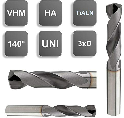 VHM 3xD Bohrer, TiALN, 140°, HA, Hochleistungsbohrer Universalbohrer 1-20 mm, Größe: 13,5 x 43 x 60 x 107 - d2=14 mm