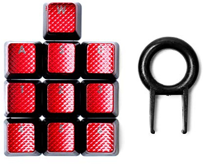 Game Keyboard Key Cap Replacement for Corsair K70 K65 K95 G710 RGB Strafe Mechanical Keyboard Backlit Keycaps Upgrade Kit (10pcs/Set) (Red)
