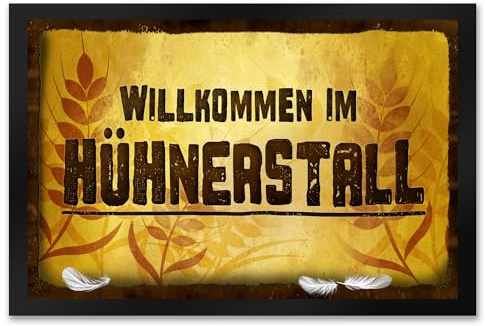 trendaffe - Willkommen im Hühnerstall Fußmatte XXL mit Hühnerstall Motiv