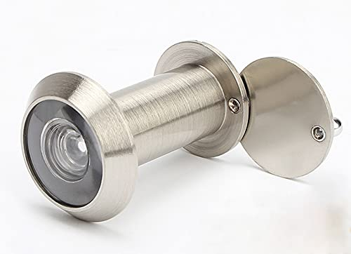 YOUTU® Türspion Weitwinkel, Türbetrachter Guckloch, Massives Messing Körper und Weitwinkel HDglaslinse,220 Grad Betrachtungswinkel, Bohrloch Ø 16mm. (Gebürstetes Silber)