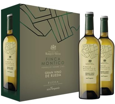 Marqués de Riscal - Finca Montico Gran Vino de Rueda, Vino blanco, Denominación de Origen Rueda, Variedad Verdejo, 100% Organic con certificación ecológica - Estuche 2 botellas x 750 ml