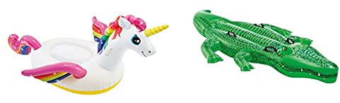 Intex 57561NP Rideon ''Unicorn'', 198x140x97cm & Giant Gator Ride-On - Aufblasbarer Reittier - 203 x 114 cm