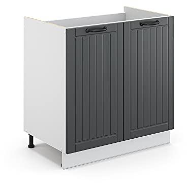 Vicco Armario bajo para Fregadero Fame-Line, Antracita/Blanco, 80 cm sin encimera