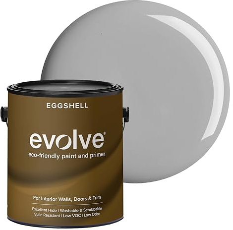 EVOLVE Paint & Primer: Environment-friendly, Low Sheen with One-coat Coverage for Interior & Exterior surfaces (Graphite Gray, 1-Gallon)