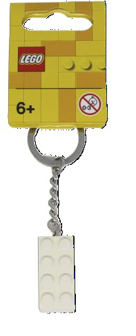LEGO Schlüsselanhänger - Weiß Metallic Stein - 854084