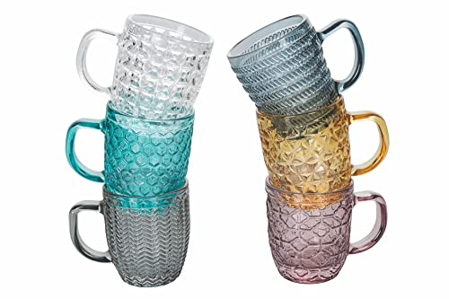 Villa d'Este Home Tivoli Geometrie - Juego de 6 tazas de café de 90 ml de cristal multicolor