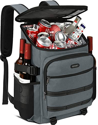 NEWHEY Cooler Bag Picnic Backpack Insulated Large Waterproof Cooler Backpack 30L Leakproof Picnic Linch Bag for Camping Picnic Hiking BBQ Beach Gray