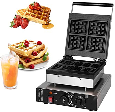 Electric Belgian Waffle Maker, Large Size Waffle Iron Commercial Waffle Maker Nonstick Stainless Steel Waffle Machine with Adjustable Temperature Control for Home and Restaurants,style4