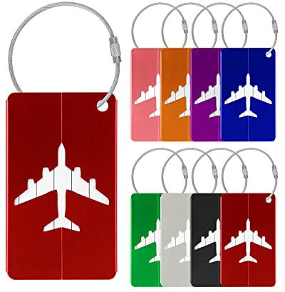 Milnsirk 8 Stück Gepäckanhänger Kofferanhänger, Aluminium Kofferanhänger Flugreise mit Adressschild Wasserdichte Luggage Handbag Tag Suitcase Tasche Labels Gepäckanhänger Koffer Etikett Schild