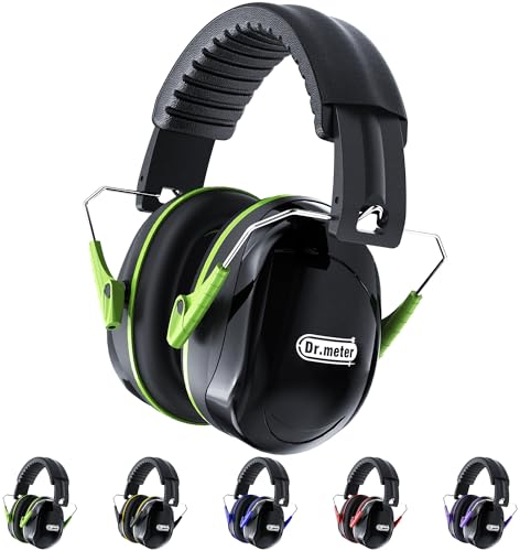 Dr.meter Gehörschutz SNR 31dB, Kapselgehörschutz verstellbar und komfortabel für Erwachsene Lärmschutz Kopfhörer für Baustelle Gartenarbeit schwarz+grün