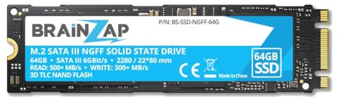 BRAINZAP Disco duro SSD SSD M.2 NGFF SATA III de 64 GB, 500 MB/s, lectura, 300 MB/s, escritura, unidad de estado sólido