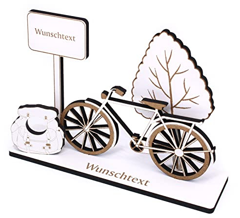Geldgeschenk Fahrrad Herrenrad - inkl. Wunschtext - Herrenfahrrad Schild für Geld Gutschein - 20 x 14 cm