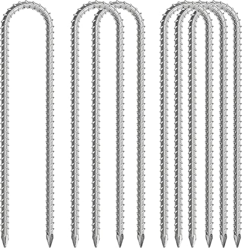 12 Zoll Bodenanker, Heavy Duty Verzinkter Stahlerdanker, U-förmige Zeltheringe, Heringe Erdnägel stabil mit Meißelspitze am Ende, Ideal für Camping, Zelte, Trampolin, Vordächer, Schaukel (6er Pack)