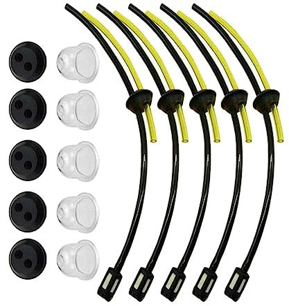 Ronyme 5-teiliges Gasölrohr-Tankfilter-Mäherfilter-Set und Primer-Birne-Dichtung, universelles Benzinfilter-Set mit Tankfilter für Rasenmäher-Gebläse