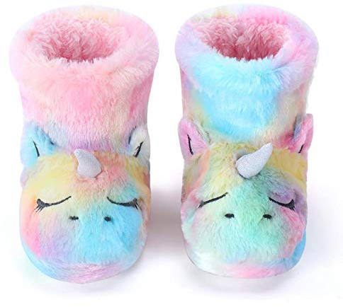 Dream Bridge Pantofole di Peluche per Ragazze Stivali di Unicorno Multicolore,30/31EU,Taglia L
