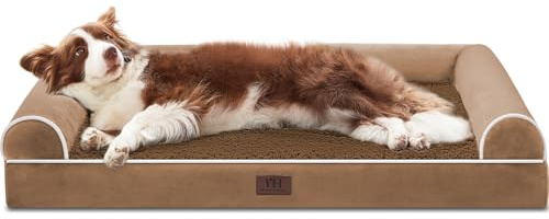 WESTERN HOME Hundebett Grosse/Mittelgroße Orthopädisches Hundebett,Braun | Orthopädisch Hundebetten, Waschbar und Wasserdichte Bezug,Geeignet für Mittelgroße und Grosse Hunde,106x76x19 cm
