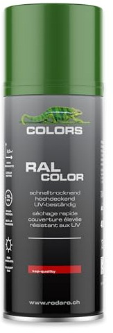 COLORS Sprühlack - 400ml Spraydose - Sprühfarbe für alle Oberflächen, Innen und Aussenbereich, Tolle Deckkraft | RAL6002 - Laubgrün Glanz