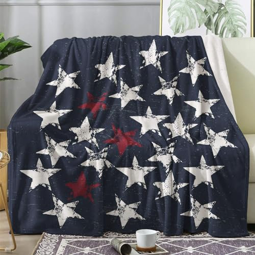 Kuscheldecke Flauschig Sterne, Große Decke Fleecedecke 220x240 Marineblau, Flanell Sofadecke Blanket XXL, Wohndecke Schlafdecke Winter Warm Weich, Deko Decken für Couch Bed