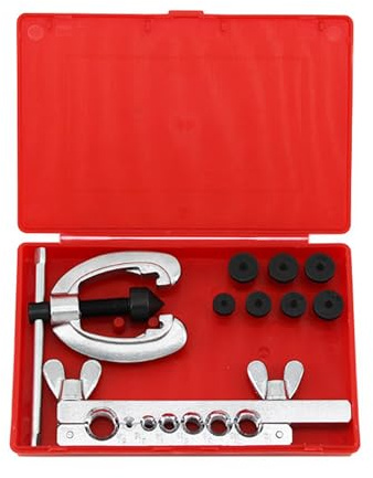 Maizoon Juego de herramientas abocardadoras Barra de 7 orificios 9 piezas Abocardado doble para cobre, aluminio, acero blando, línea de freno y tubos de latón con estuche de almacenamiento