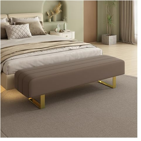 Bettbank Schlafzimmer Bank am Ende des Bettes, moderne Eingangsbank, mit Kunstleder gepolsterte Esszimmerbank, Schminktischbank mit Metallbeinen, getuftete Schlafzimmerbank for Schminkzimmer, Wohnzimm