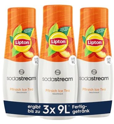 SodaStream Sirup 3x Lipton Ice Tea Pfirsich, 1x Flasche ergibt 9 Liter Fertiggetränk, Sekundenschnell zubereitet und immer frisch, 3x 440 ml