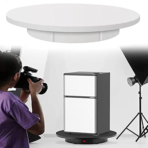 Rotierender Ausstellungsständer für Fotografie, elektrisch drehbarer Drehteller mit Fernbedienung, 100 kg Last, motorisierter Drehteller, um 360 ° drehbar, für Bilder, Produktpräsentation, weiß