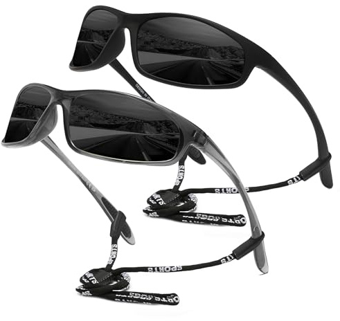SPEEDHYUN Herren Radfahren Leichte Polarisierte Sportsonnenbrille UV400 Schutz Fahrradbrille 2er Pack Sportbrille (C01)