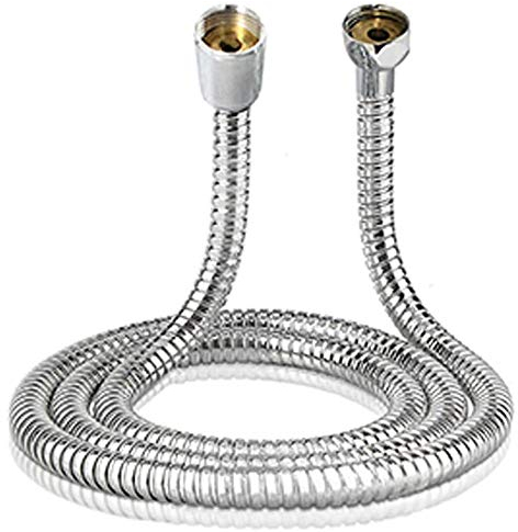 Wasserhähne, flexibles Rohr, Brauseschlauch, Brauserohr, 2 Stück, 1 m, Brauseschlauch, Armaturen, Brausehalter, Wasserrohr for Badewanne, Duschkopf aus Edelstahl, Badezimmerzubehör (Farbe: Silber)(Col