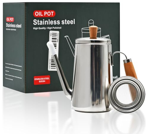BSDLZCH Ölflaschen 304 Edelstahl Olivenölspender, Long Eagle Beak Leakproof Ölkanne mit Filtersieb, Olivenölflasche-Küchenzubehör für Öl Leakage Lagerkessel (750ml)