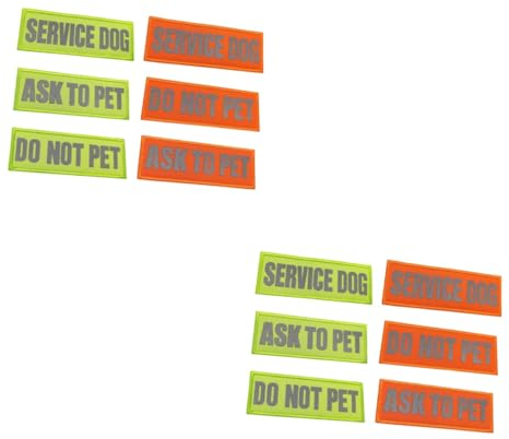 BESPORTBLE 12stücke Reflektierende Service-hundepatches Individuell Gestaltbare Hundeharness-Patches Mit Do Not Pet Und Ask to Pet Aufschriften Für Mehr Und Sichtbarkeit Im Dunkeln