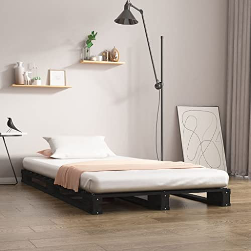 LXYZWRW Beds & Accessories Palettenbett Schwarz 100x200 cm Massivholz Kiefer Betten & Bettrahmen