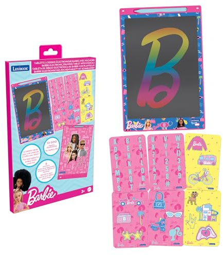 Lexibook, Barbie, Zaubertafel, pink/blau, CRT10BB | 28 cm Bildschirm, 1 Stift & 6 Schablonen, mehrfarbige Zeichnungen