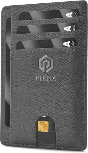 Porte Carte Bancaire Fin et Petit, Portefeuille pour Hommes et Femmes avec Pochette d'argent & Boîte-Cadeau, Porte-Cartes de Crédit RFID, Porte Carte Bancaire Anti Piratage pour Homme