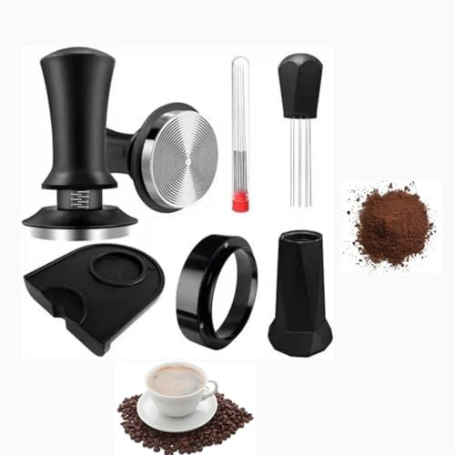 Buithafu Set di pressini per caffè espresso con strumento WDT, imbuto dosatore da 53 mm, tappetino per pressino, base piatta in acciaio inox per barista e accessori per caffè espresso