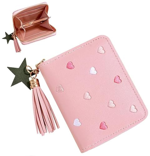 Girl Wallet and Kid Purse with Embroidery Hearts, Girls Wallets for Kids