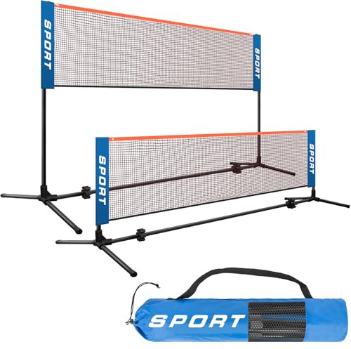 AKOZLIN Tragbares Badmintonnetz-Set, höhenverstellbares Badminton-Pickleball-Netz mit Stangen und Tragetasche für Badminton, Volleyball, Tennis, Pickleball, Fußballtennis - Einfacher Aufbau