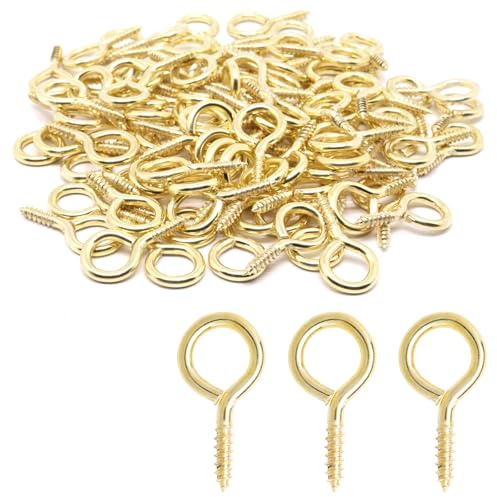 S SYDIEN Ösenhaken, 2,5 cm, Augenschrauben, Schraubhaken, Messing, M8, robuste Schraubösen, Ösenschrauben für Handwerk, DIY, Schmuckherstellung (100 Stück)