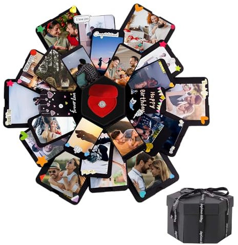 Explosion Box Sorpresa, DIY Scatola Mano per Esplosione di Foto Fatte a Mano Amore Memoria Scrapbooking Confezione Regalo per Natale Compleanno Anniversario San Regalo di Nozze