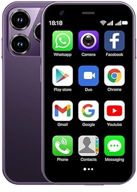 CatCalls Mini Smartphone Entsperrt 4G Handy, 3.0 Zoll, 32GB Erweiterbar bis zu 128GB, Dual SIM Dual Kamera, Android 10.0, Unterstützung WiFi Bluetooth Backup Telefon (XS15-Purple)