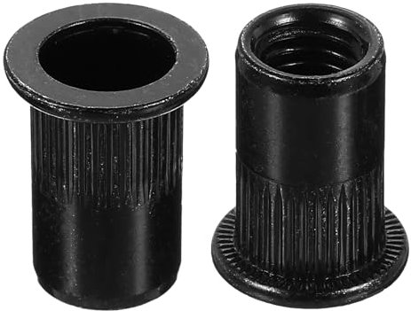 QUARKZMAN Écrous à rivets M8 en acier au carbone à tête plate cannelée écrou inséré fileté noir 80 pièces