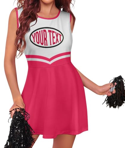 Generisch Personalisiert Cheerleader Kostüm Damen,Cheerleading Outfit mit Ihr Text Name Foto,High School Cheerleader Kostüm,Kostüm Cheerleader für Karneval Mottoparty