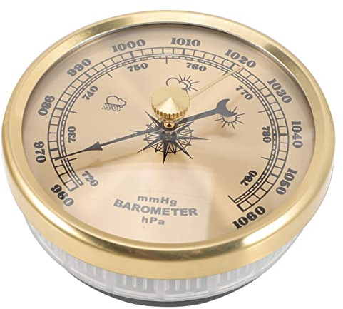 Gatuida Aneroidbarometer mit Zifferblatt Einstellbares Heimbarometer aus Metall und Kunststoff für Garagen und Terrassen mit Wettervorhersagefunktion und Kalibrierbar