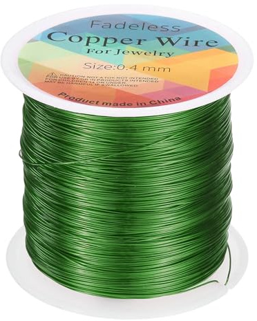 sourcing map Artistic Wire 328ft Length 26 Gauge Copper Craft Jewelry Wrapping Wire Tarnish Resistant Beading for Jewelry Making Supplies Crafting, Green