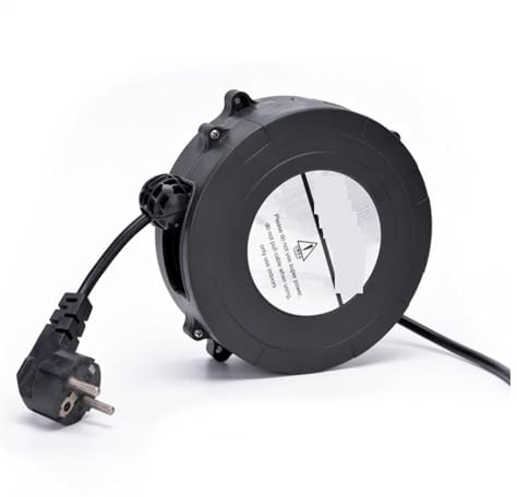 WEIJICUI Mulinello Elettrico, Bobina for Cavo Elettrico a Tamburo da 3 Pin, 1-5 Metri, Retrattile