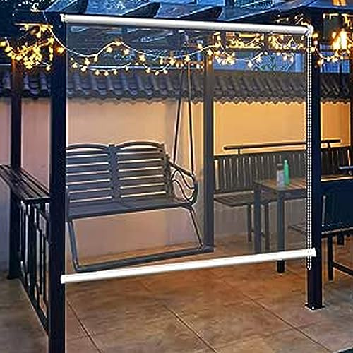Transparent Roller Blinds Waterproof PVC Curtains for Outdoor Pergola RainResistant Shades for Balcony Kitchen Bathroom Office Windows Size 80x160cm